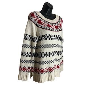 Talbots Sweater Womens Medium Petite Fair Isle Wool Blend Classic Preppy Nordic